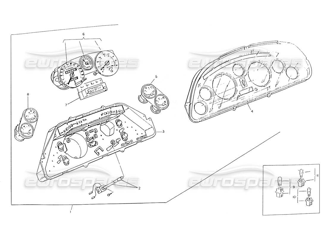 Maserati Ghibli 2.8 (Non ABS) Instrumenty Board Part Diagram