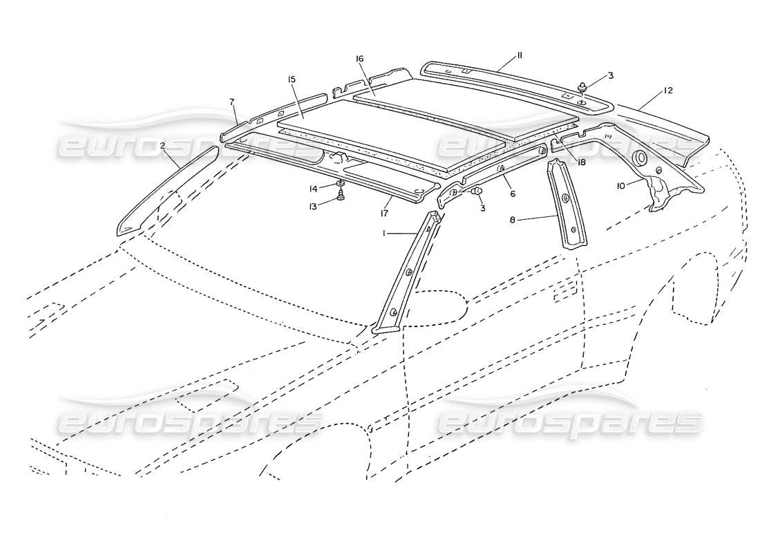 Maserati Ghibli 2.8 (Non ABS) Roof, Inner Trims Part Diagram
