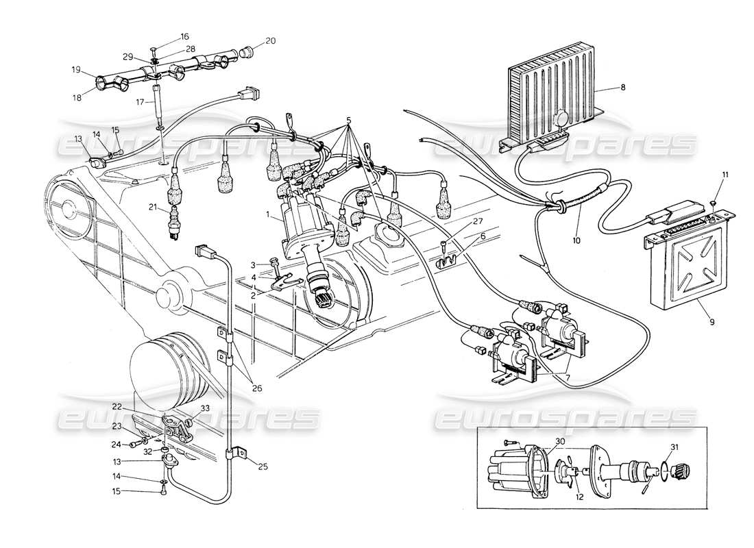 Maserati Biturbo Spider Ignition System - Distributor Part Diagram