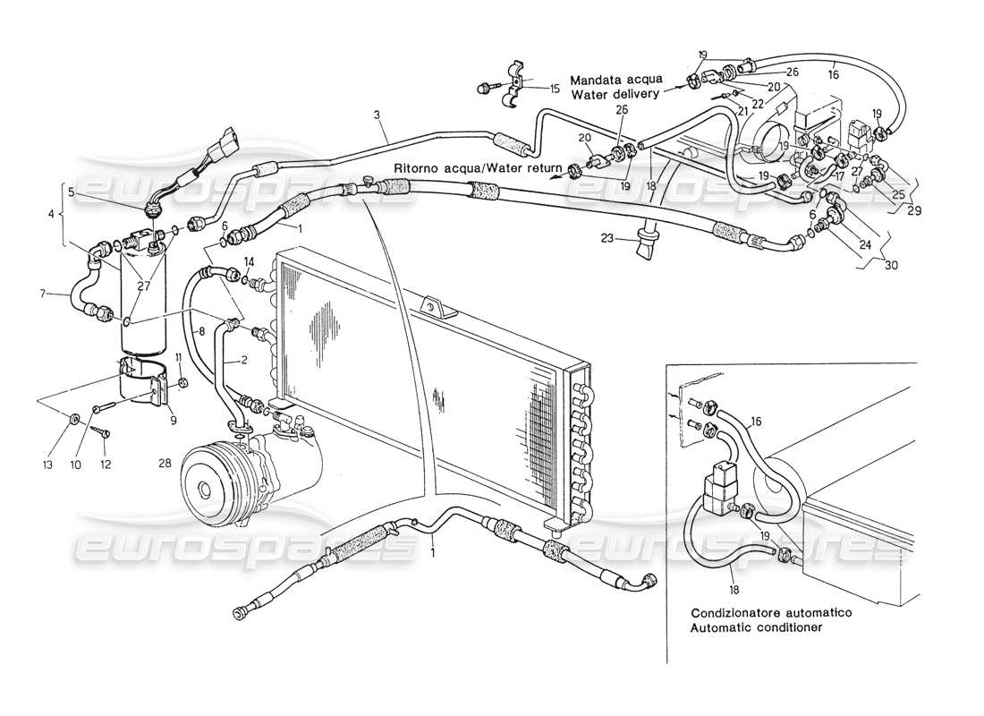 Maserati Biturbo Spider Air Conditioning System RH Steering (After Modif.) Part Diagram