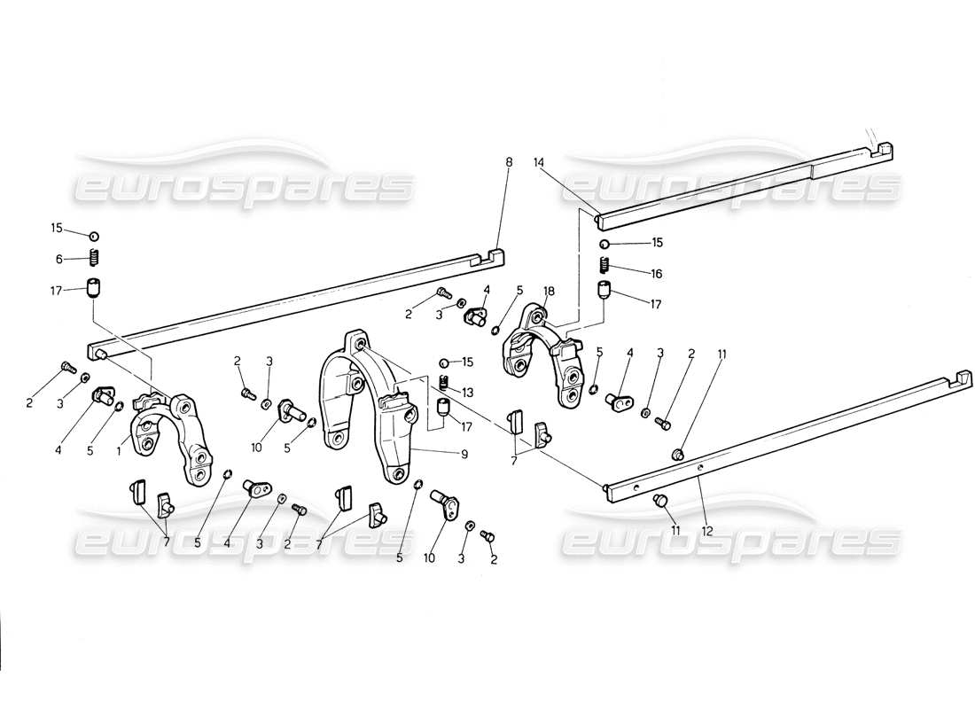 Maserati Biturbo Spider Transmission - Inside Controls Part Diagram