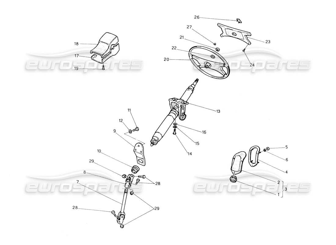 Maserati Biturbo Spider Steering Shaft and Wheel Part Diagram