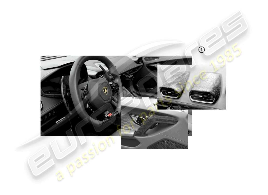 Lamborghini Huracan Accessories Huracan LP610-4 Coupe (Accessories) 061 01  60 DeCOR SET FOR CENTRE CONSOLE AND DOOR INTERIORS Part Diagram.