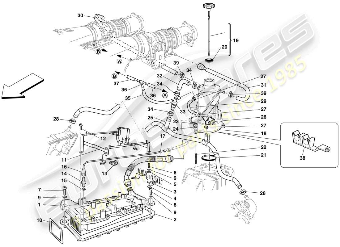 Ferrari F430 Scuderia (Europe) LUBRICATION SYSTEM - TANK - HEAT EXCHANGER Part Diagram