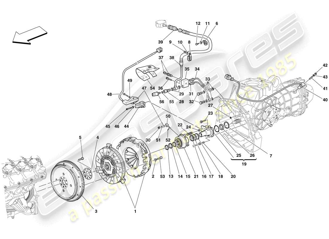 Ferrari F430 Scuderia (Europe) Clutch and Controls Part Diagram