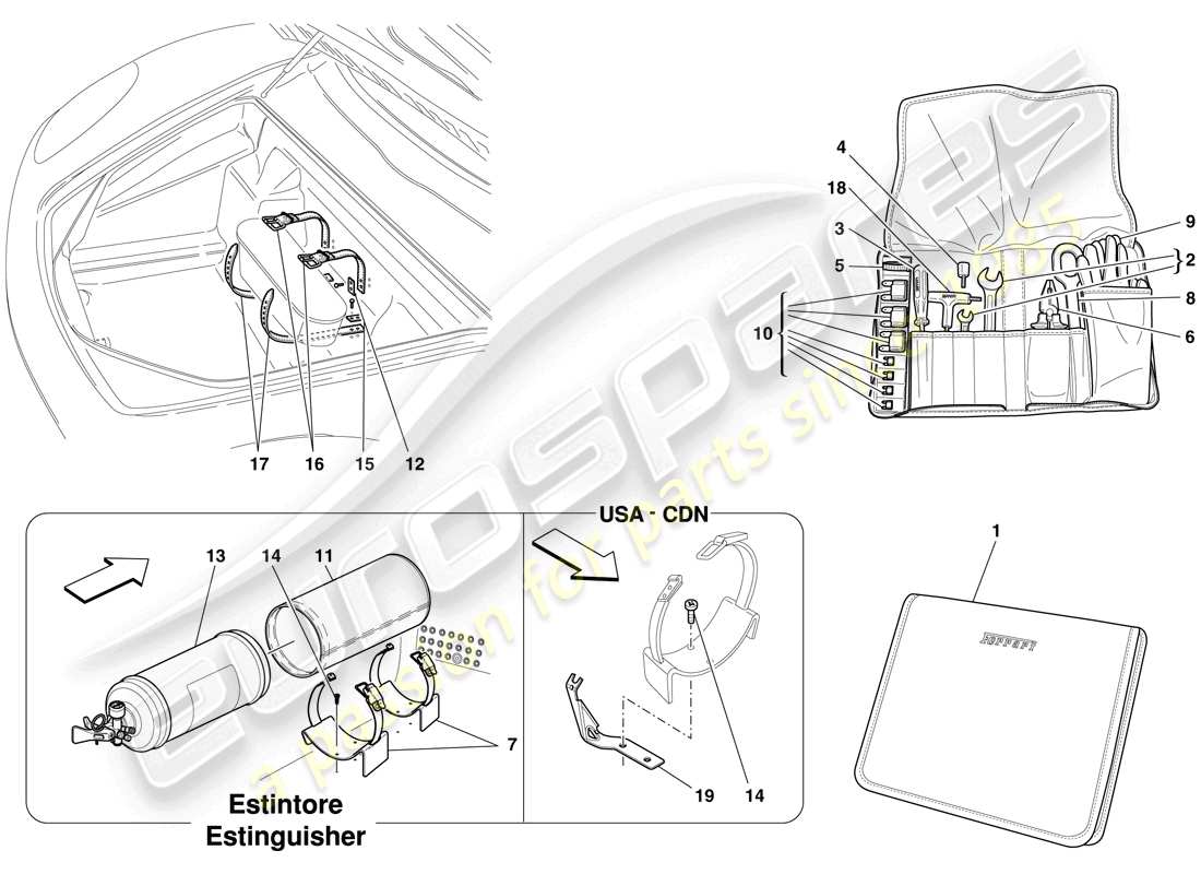 Ferrari F430 Scuderia (Europe) TOOLS AND ACCESSORIES PROVIDED WITH VEHICLE Part Diagram