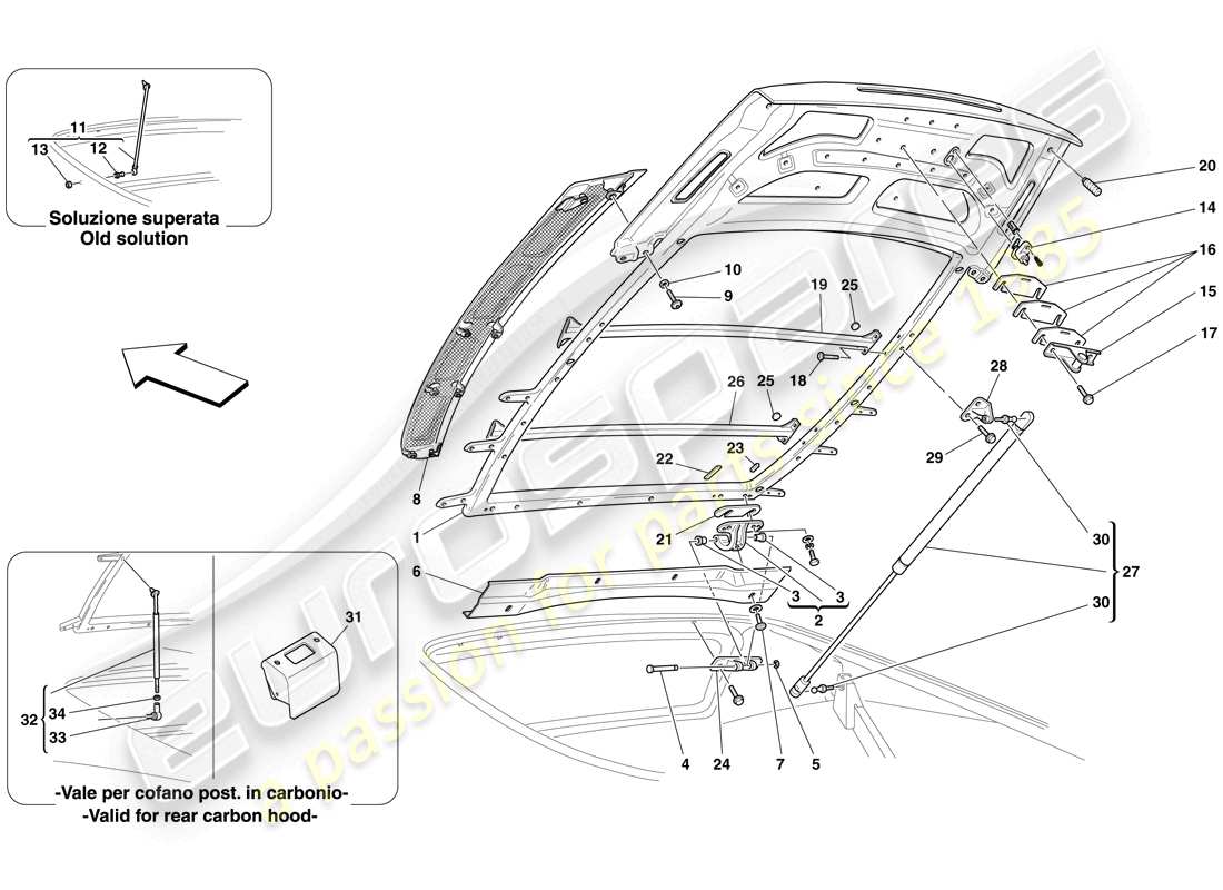 Ferrari F430 Scuderia (Europe) ENGINE COMPARTMENT LID Part Diagram