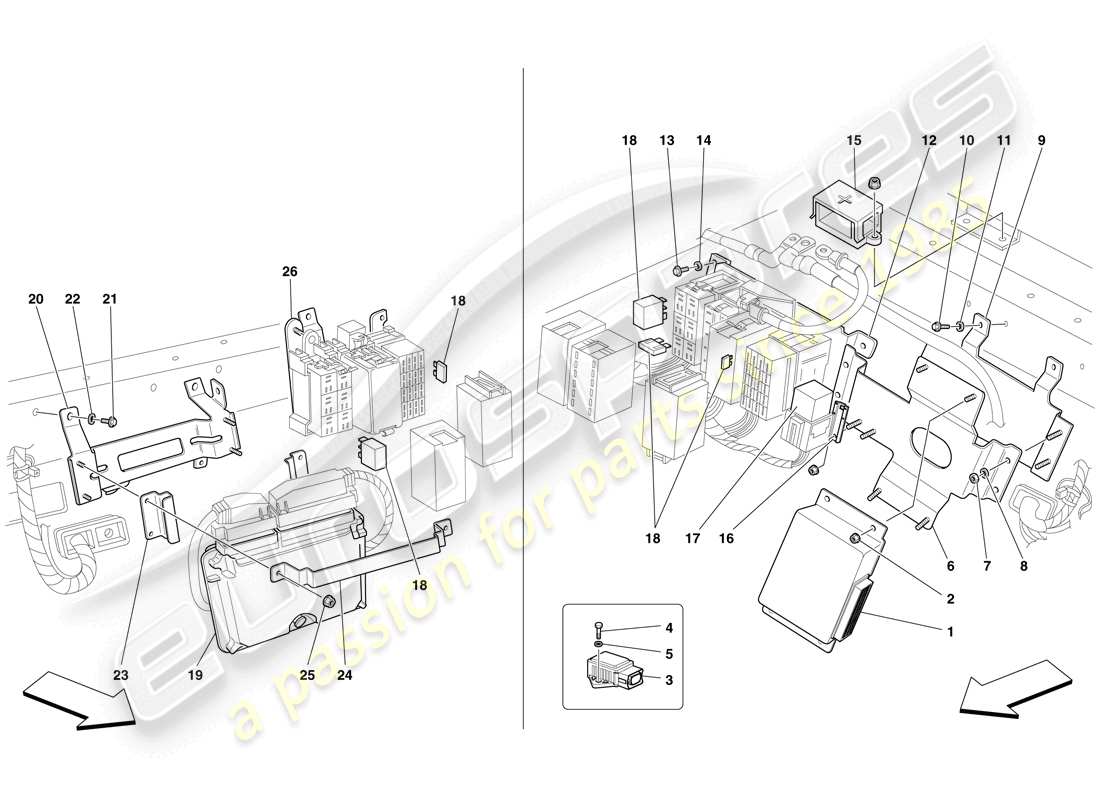 Ferrari F430 Scuderia (Europe) REAR PASSENGER COMPARTMENT ECUs Part Diagram