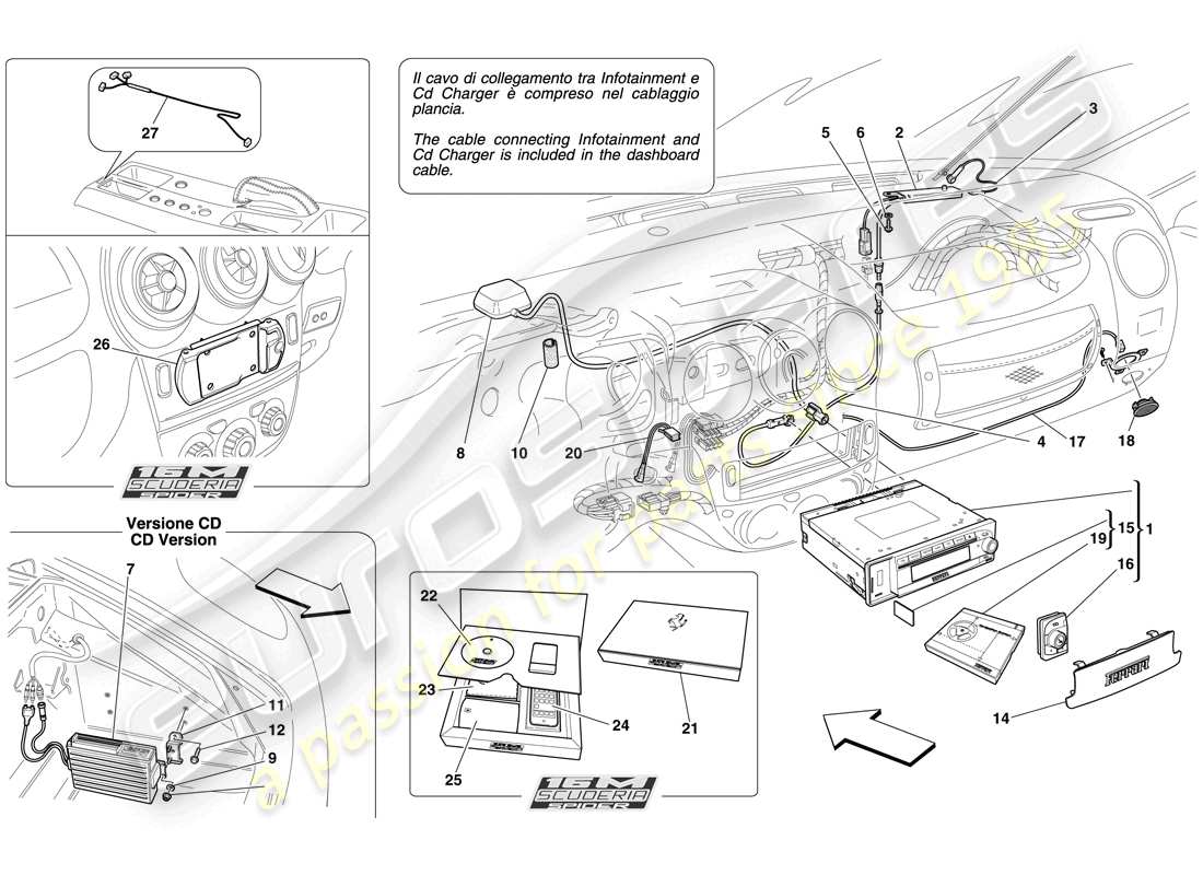 Ferrari F430 Scuderia (Europe) HI-FI SYSTEM Part Diagram