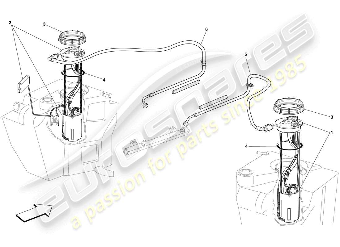 Ferrari F430 Scuderia (RHD) fuel pumps and lines Part Diagram