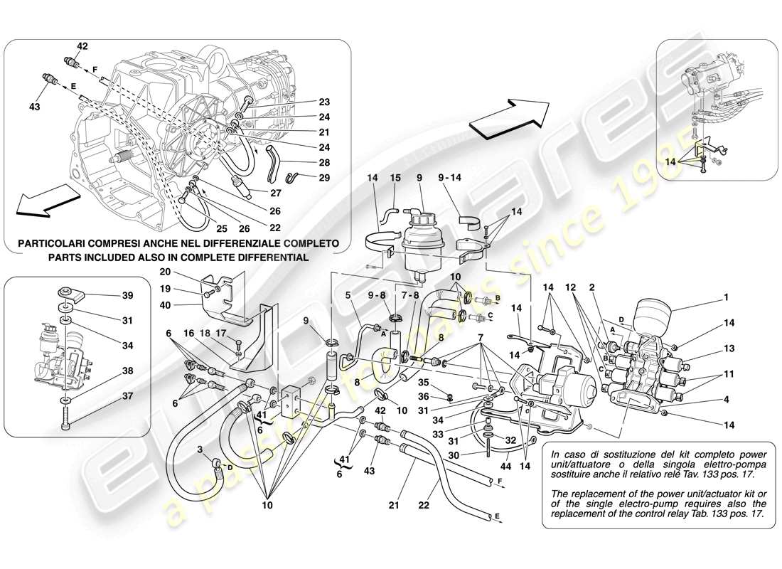 Ferrari F430 Scuderia (RHD) Power Unit and Tank Part Diagram