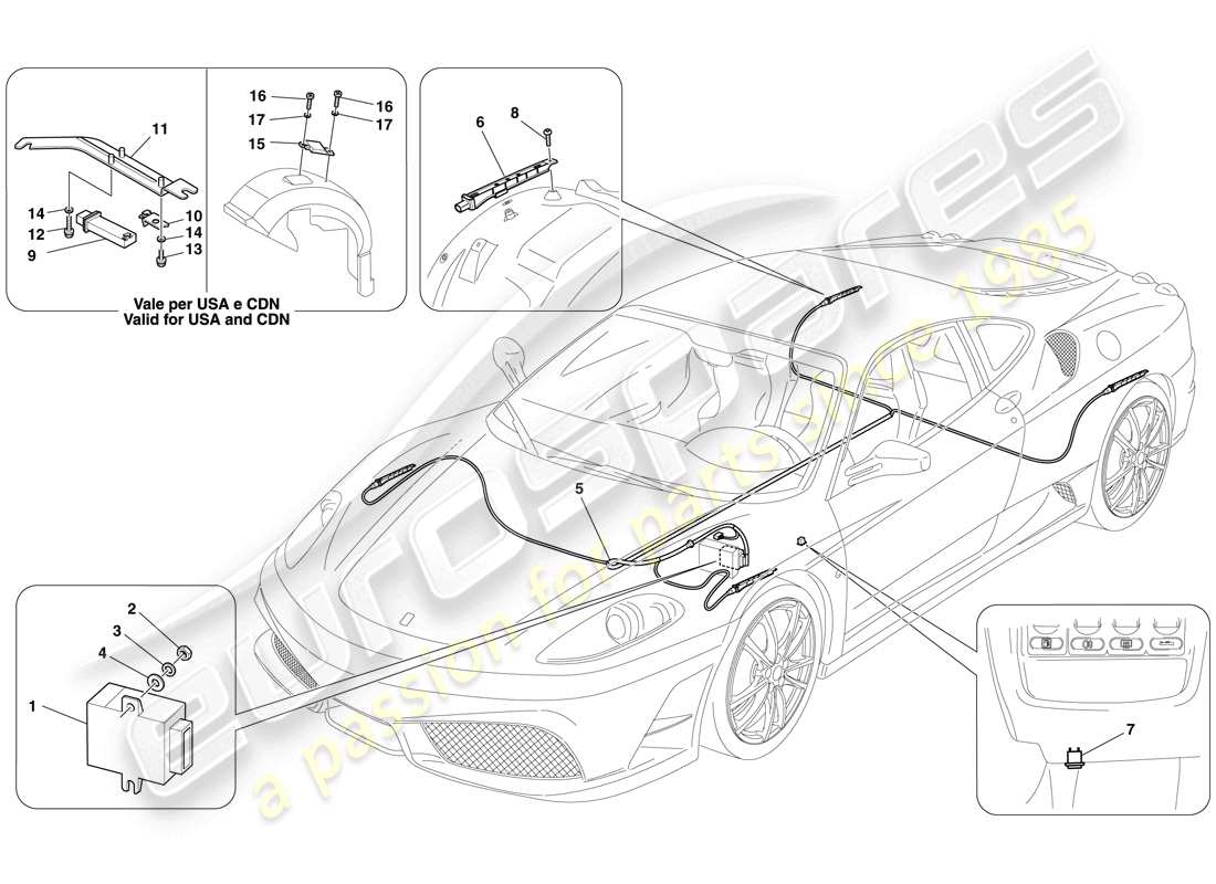 Ferrari F430 Scuderia (RHD) TYRE PRESSURE MONITORING SYSTEM Part Diagram
