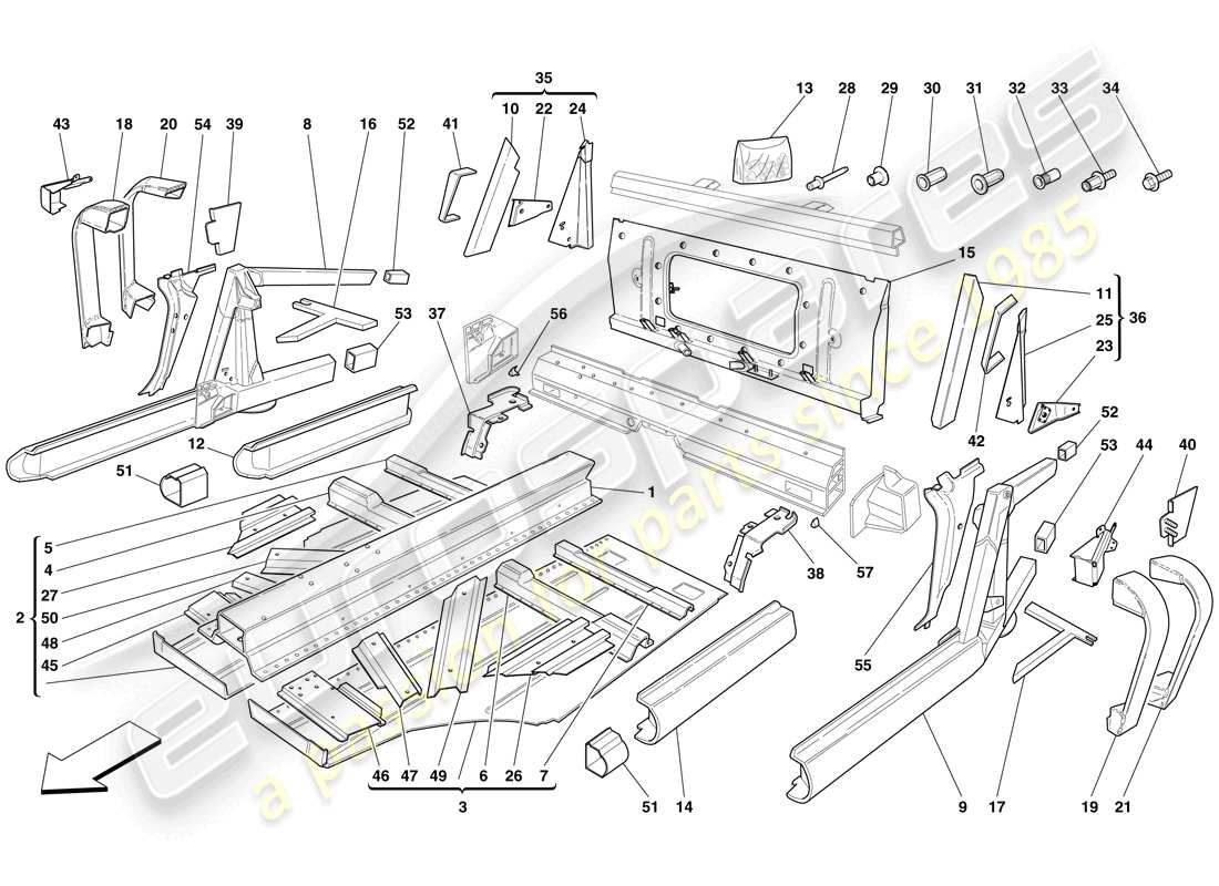 Ferrari F430 Scuderia (RHD) CENTRAL ELEMENTS AND PANELS Part Diagram