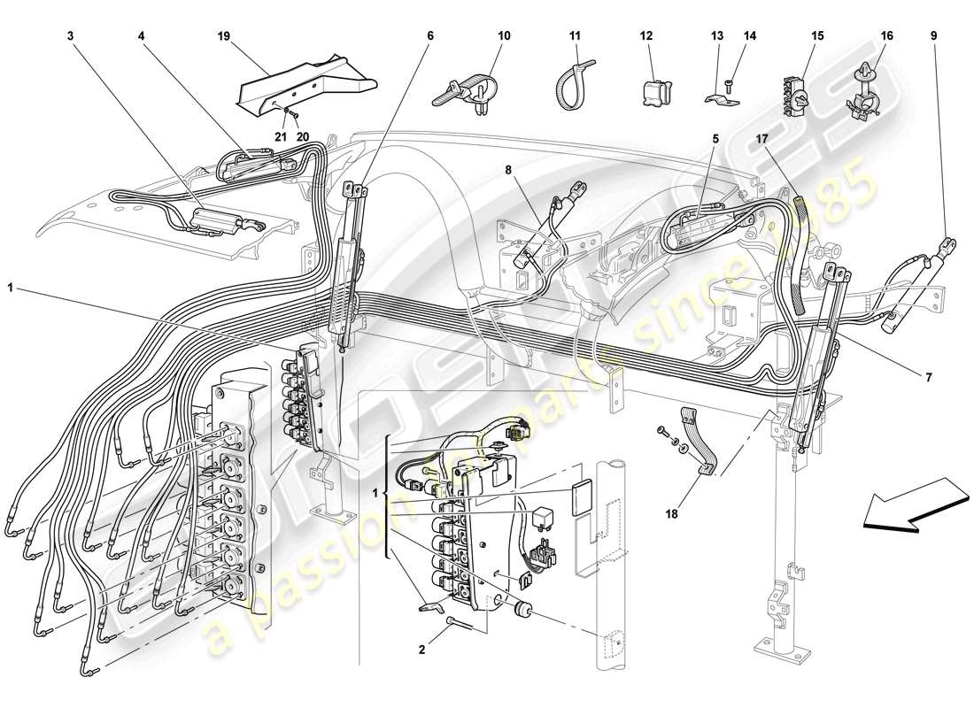 Ferrari F430 Scuderia (RHD) hydraulic system and electrohydraulic pump Part Diagram