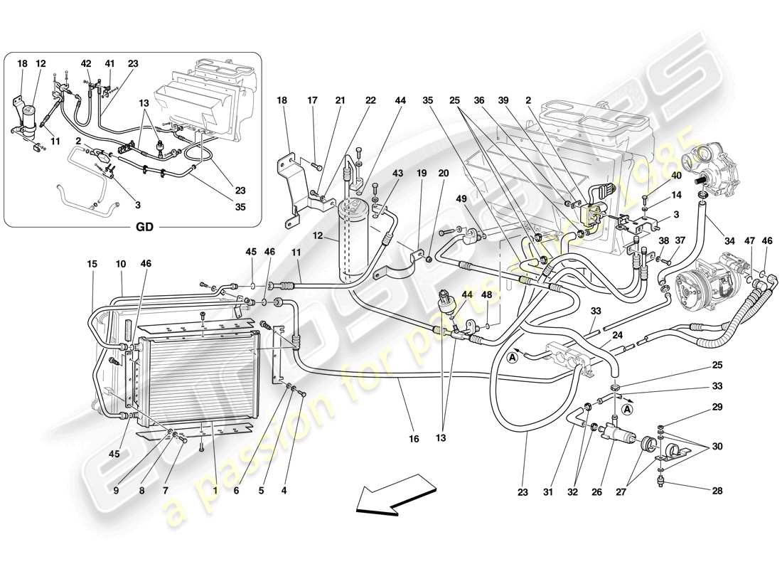 Ferrari F430 Scuderia (RHD) AC SYSTEM Part Diagram