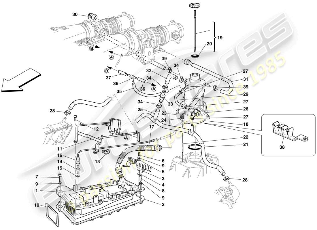 Ferrari F430 Scuderia (USA) LUBRICATION SYSTEM - TANK - HEAT EXCHANGER Part Diagram