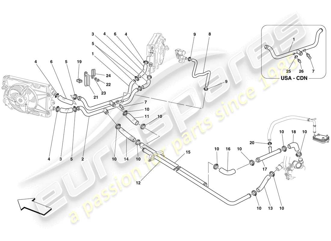 Ferrari F430 Scuderia (USA) Cooling System Part Diagram