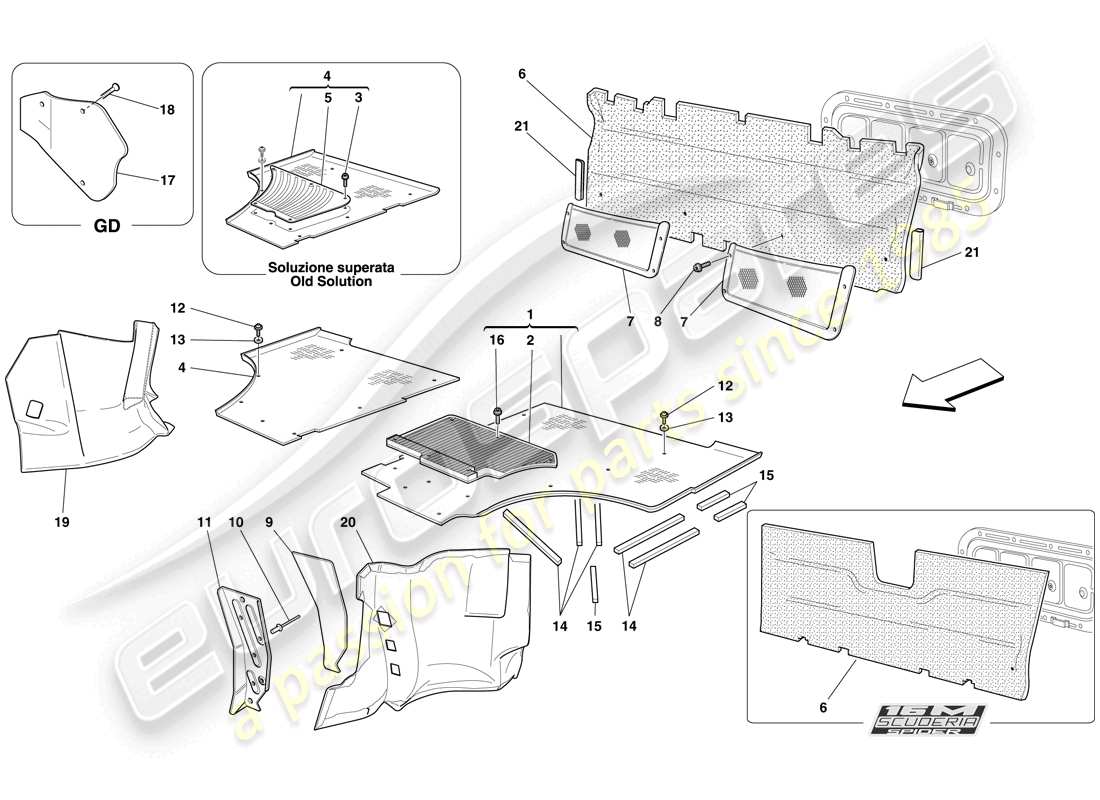 Ferrari F430 Scuderia (USA) PASSENGER COMPARTMENT MATS Part Diagram