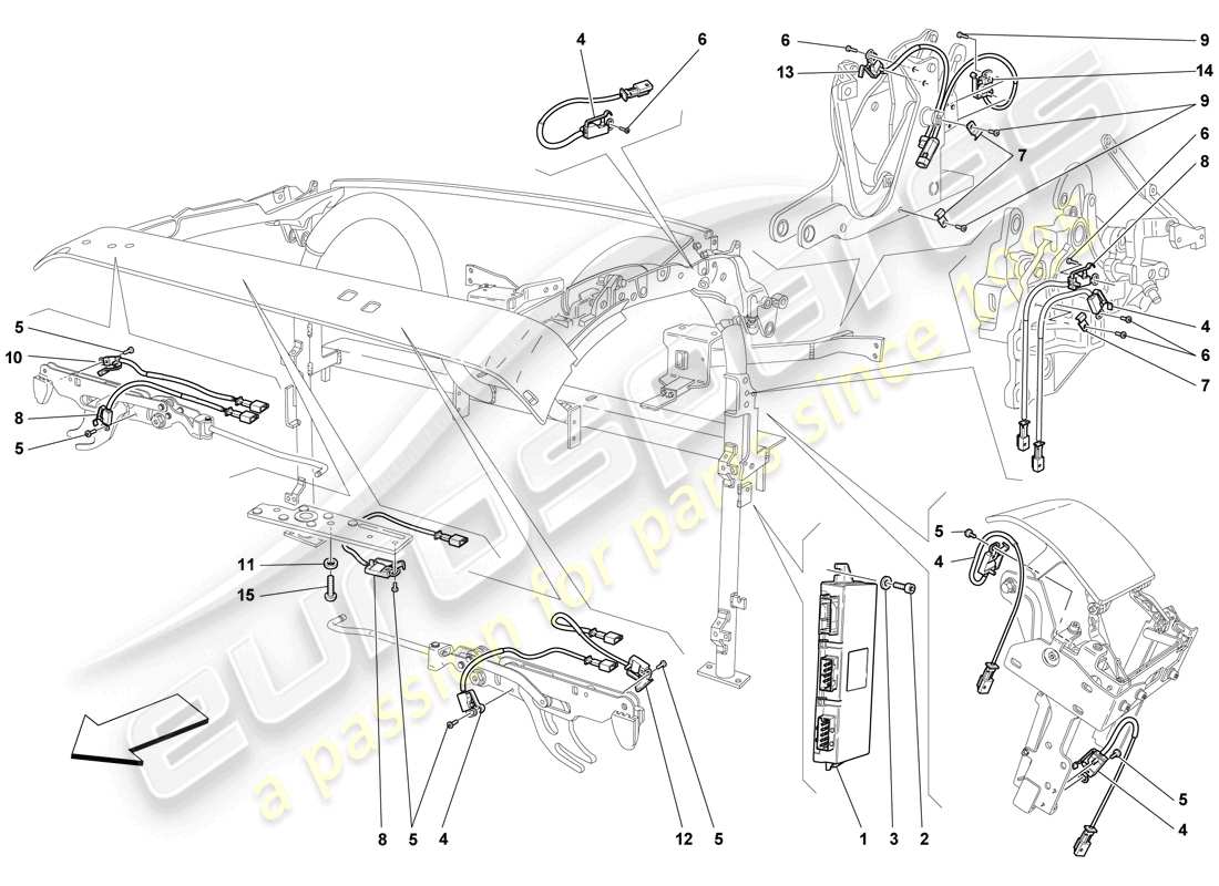 Ferrari F430 Scuderia (USA) roof microswitch and ecu Part Diagram