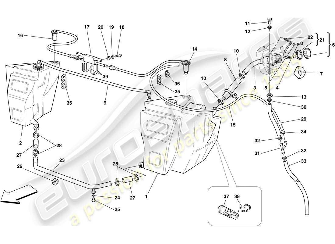 Ferrari F430 Coupe (Europe) FUEL TANKS AND FILLER NECK Part Diagram