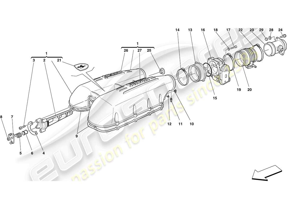 Ferrari F430 Coupe (Europe) INTAKE MANIFOLD COVER Part Diagram