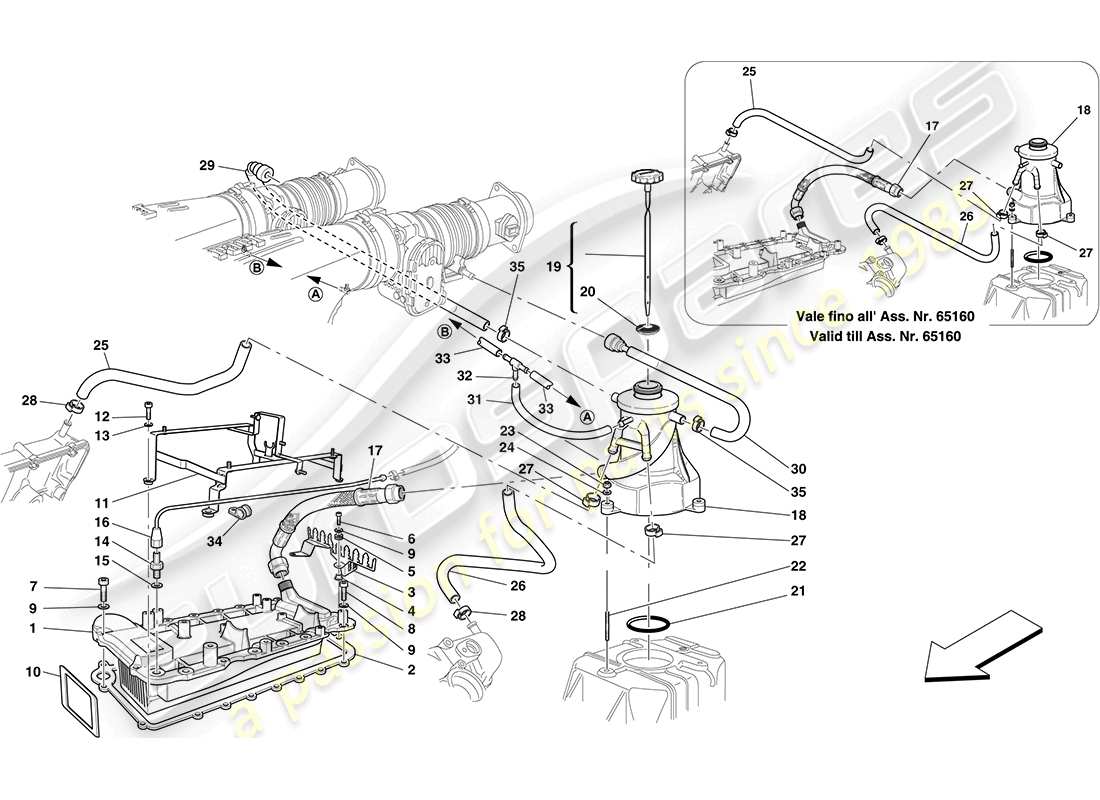 Ferrari F430 Coupe (Europe) LUBRICATION SYSTEM - TANK - HEAT EXCHANGER Part Diagram