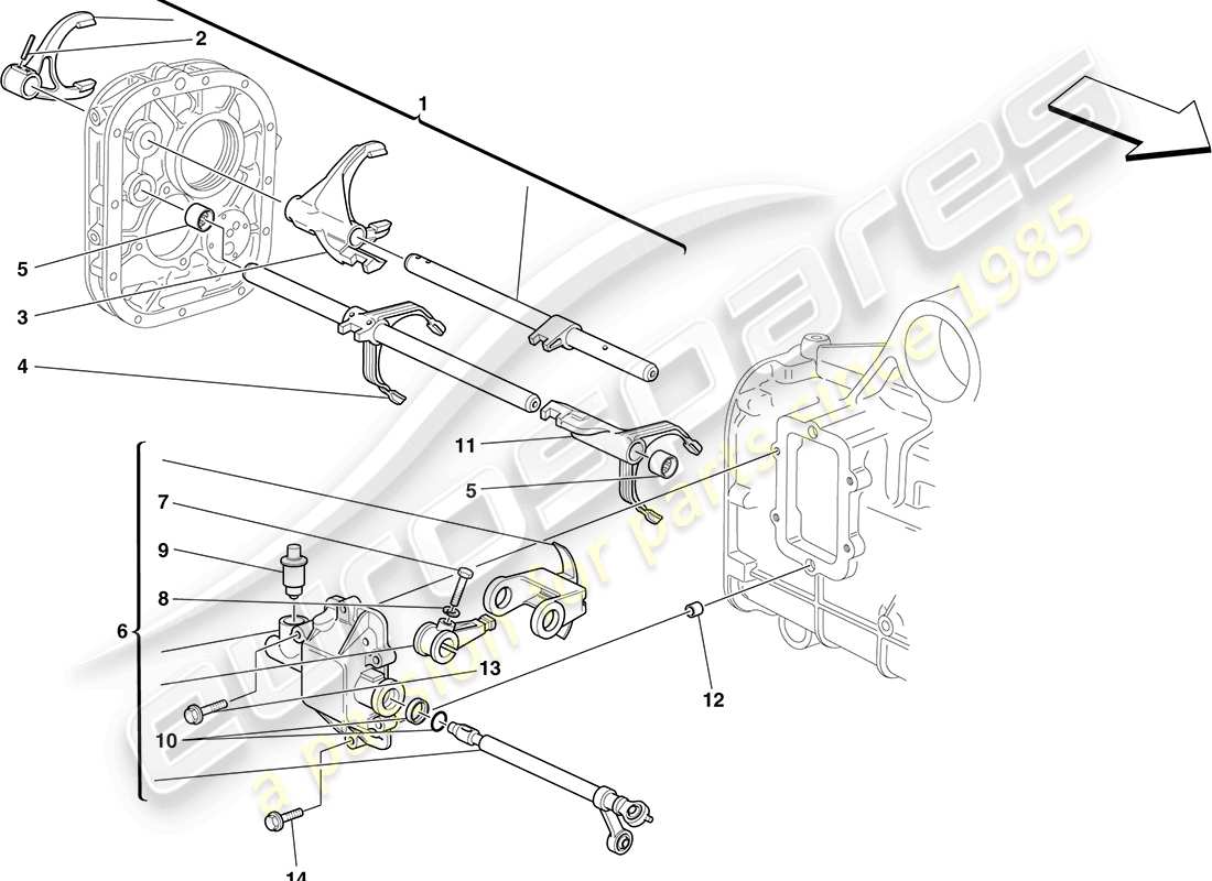 Ferrari F430 Coupe (Europe) internal gearbox controls Part Diagram