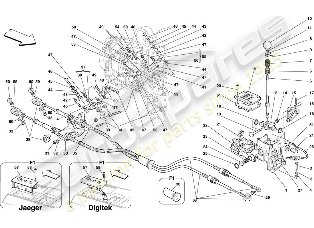 Ferrari F430 Coupe (Europe) EXTERNAL GEARBOX CONTROLS Part Diagram