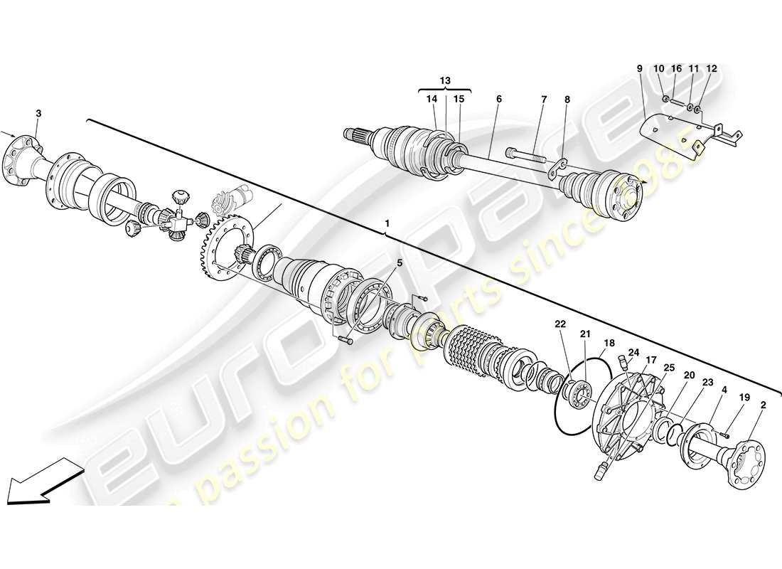 Ferrari F430 Coupe (Europe) DIFFERENTIAL AND AXLE SHAFT Part Diagram
