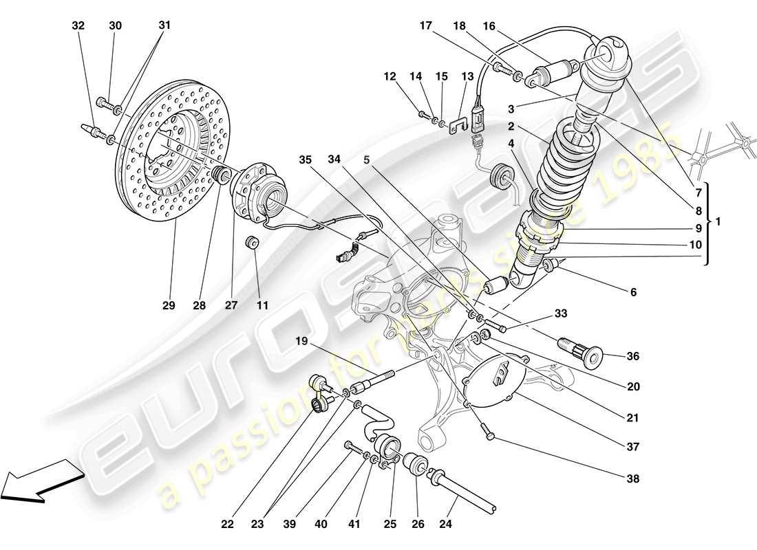 Ferrari F430 Coupe (Europe) Front Suspension - Shock Absorber and Brake Disc Part Diagram