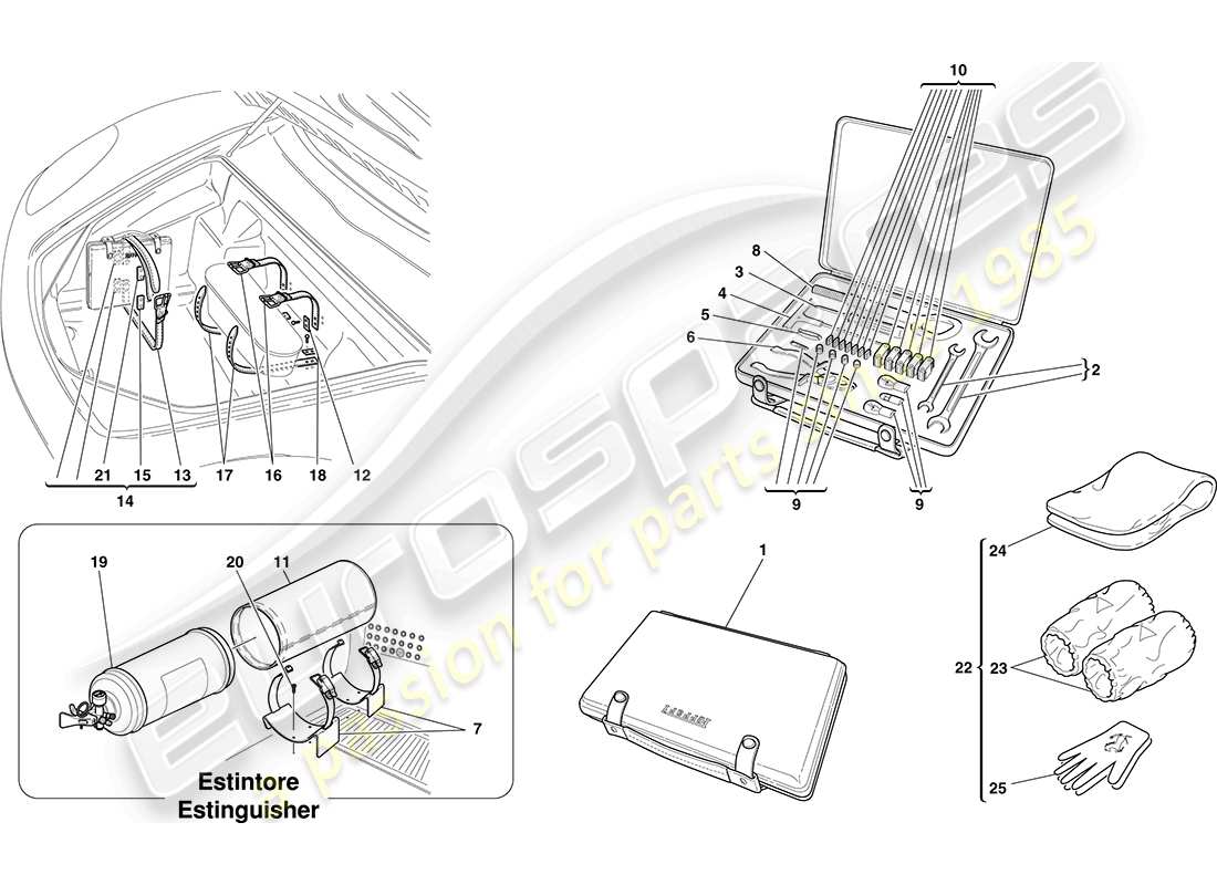 Ferrari F430 Coupe (Europe) TOOLS AND ACCESSORIES PROVIDED WITH VEHICLE Part Diagram