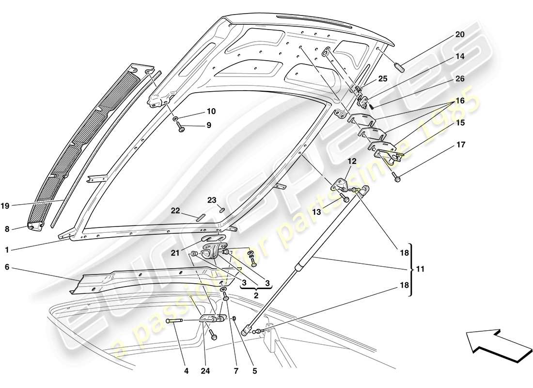 Ferrari F430 Coupe (Europe) ENGINE COMPARTMENT LID Part Diagram