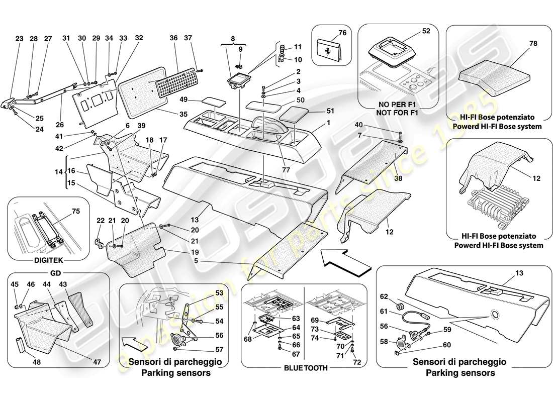 Ferrari F430 Coupe (Europe) TUNNEL - SUBSTRUCTURE AND ACCESSORIES Part Diagram