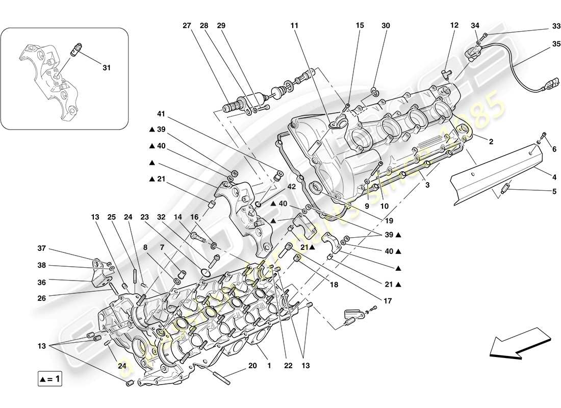 Ferrari F430 Coupe (RHD) left hand cylinder head Part Diagram