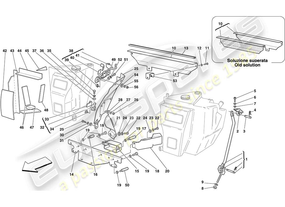 Ferrari F430 Coupe (RHD) FUEL TANKS - FASTENERS AND GUARDS Part Diagram
