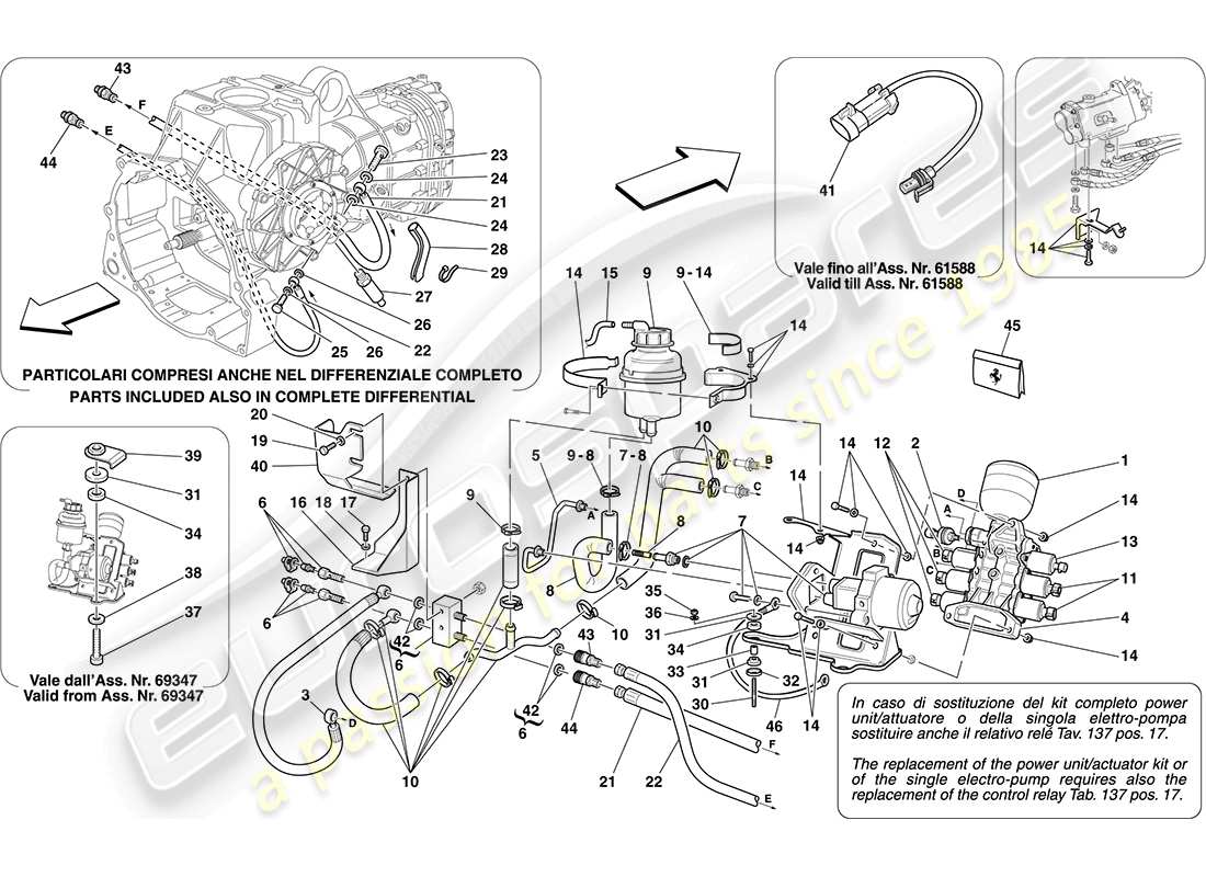 Ferrari F430 Coupe (RHD) Power Unit and Tank Part Diagram