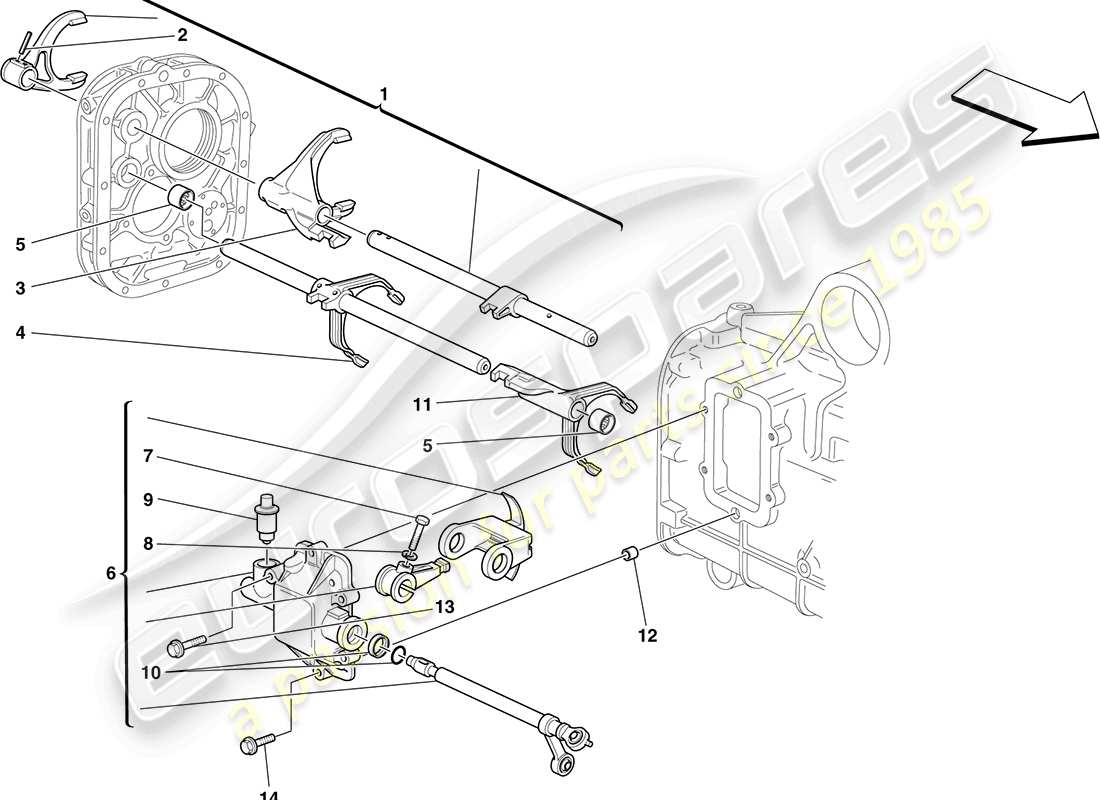 Ferrari F430 Coupe (RHD) internal gearbox controls Part Diagram