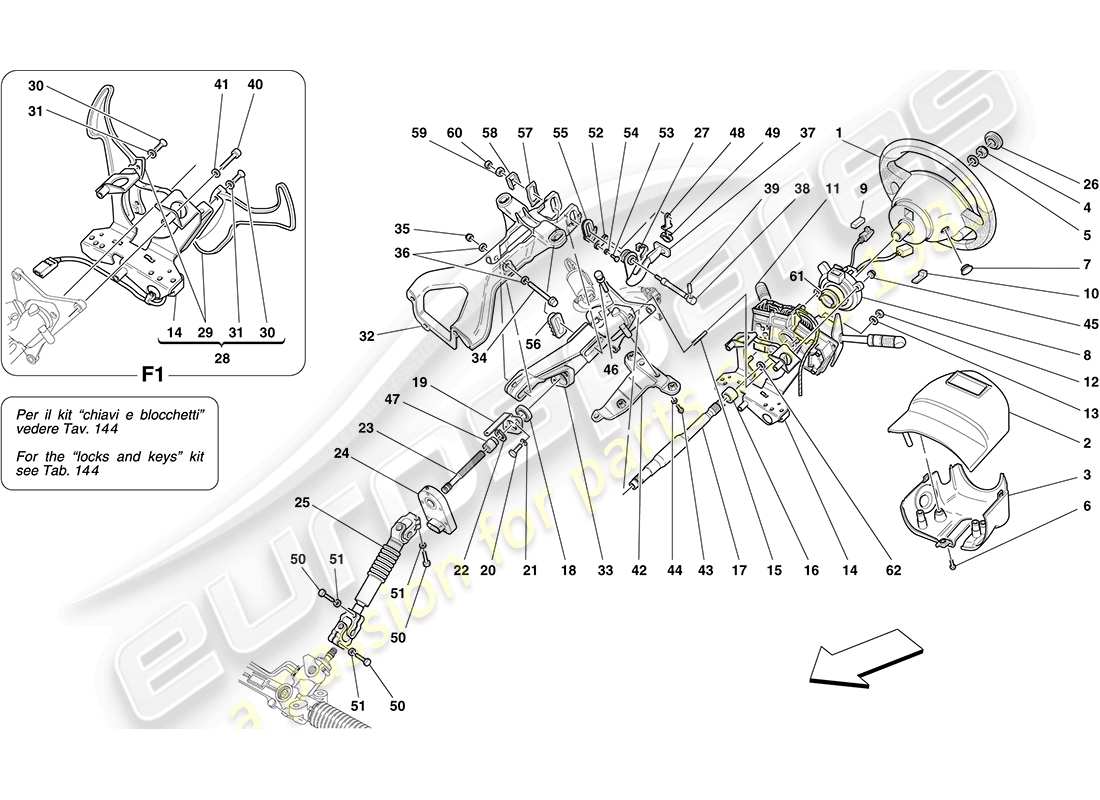 Ferrari F430 Coupe (RHD) Steering Control Part Diagram