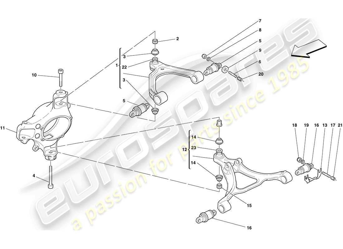 Ferrari F430 Coupe (RHD) FRONT SUSPENSION - ARMS Part Diagram