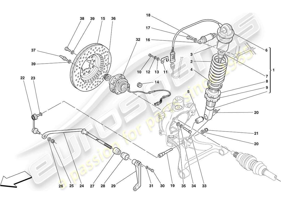 Ferrari F430 Coupe (RHD) Rear Suspension - Shock Absorber and Brake Disc Part Diagram
