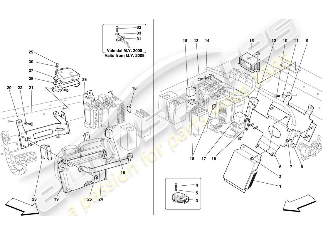 Ferrari F430 Coupe (RHD) REAR PASSENGER COMPARTMENT ECUs Part Diagram