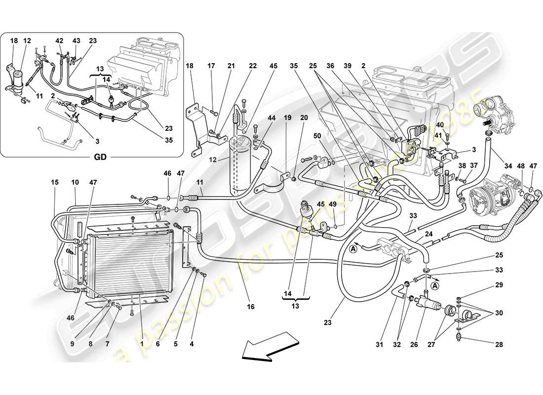 Ferrari F430 Coupe (RHD) AC SYSTEM Part Diagram