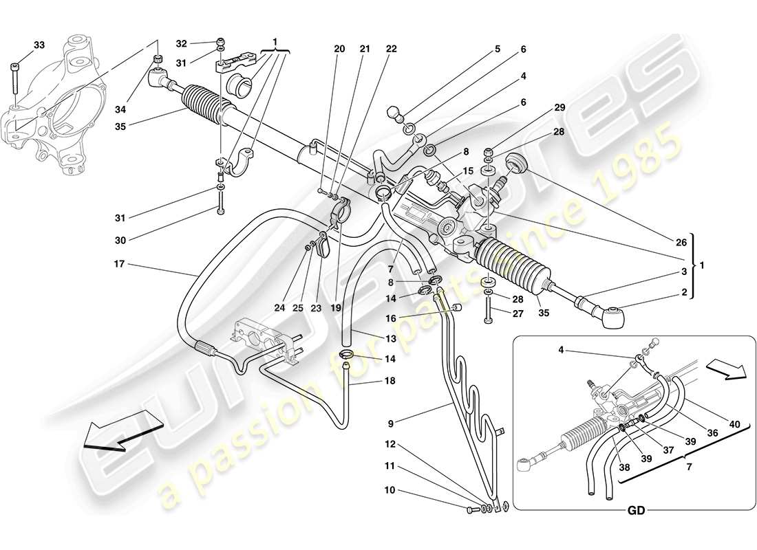 Ferrari F430 Coupe (USA) HYDRAULIC POWER STEERING BOX AND SERPENTINE COIL Part Diagram