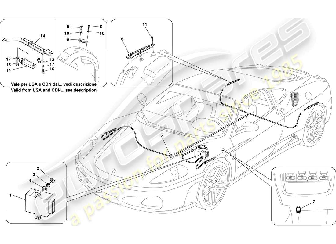 Ferrari F430 Coupe (USA) TYRE PRESSURE MONITORING SYSTEM Part Diagram