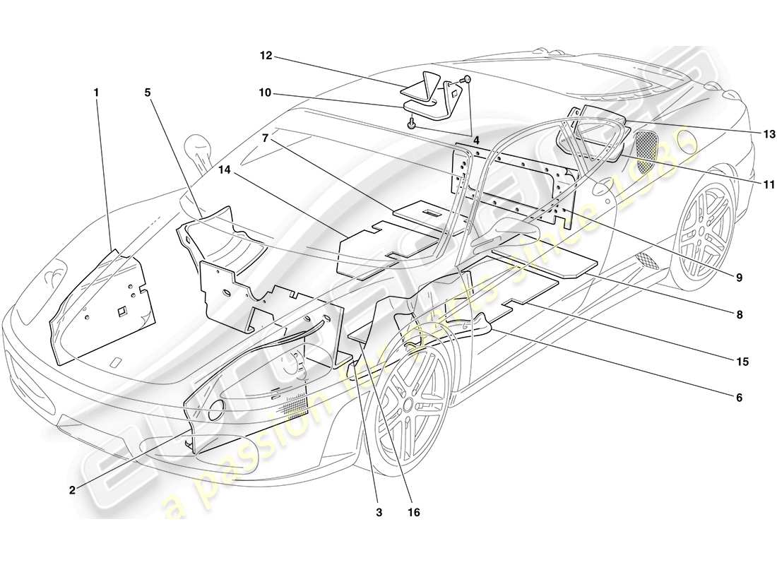 Ferrari F430 Coupe (USA) Insulation Part Diagram