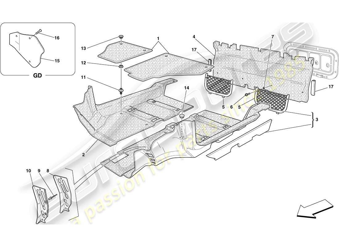 Ferrari F430 Coupe (USA) PASSENGER COMPARTMENT MATS Part Diagram