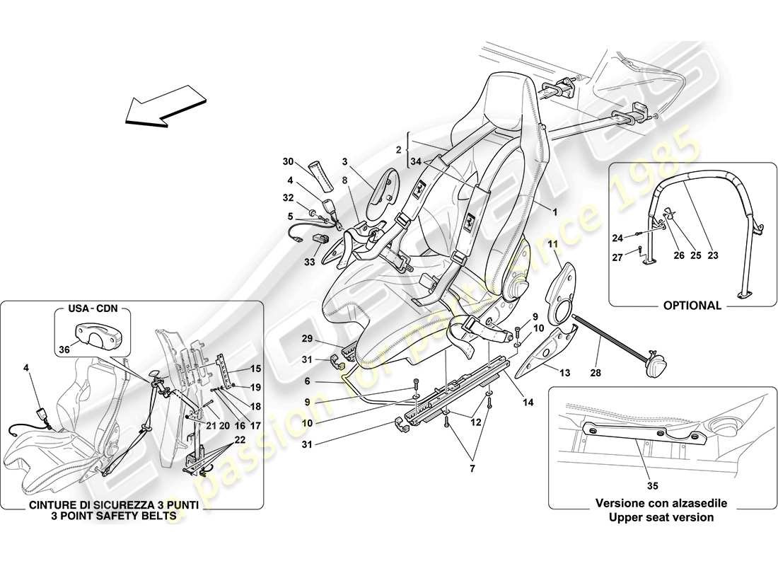 Ferrari F430 Coupe (USA) racing SEAT-4 point seat harness-rollbar Part Diagram