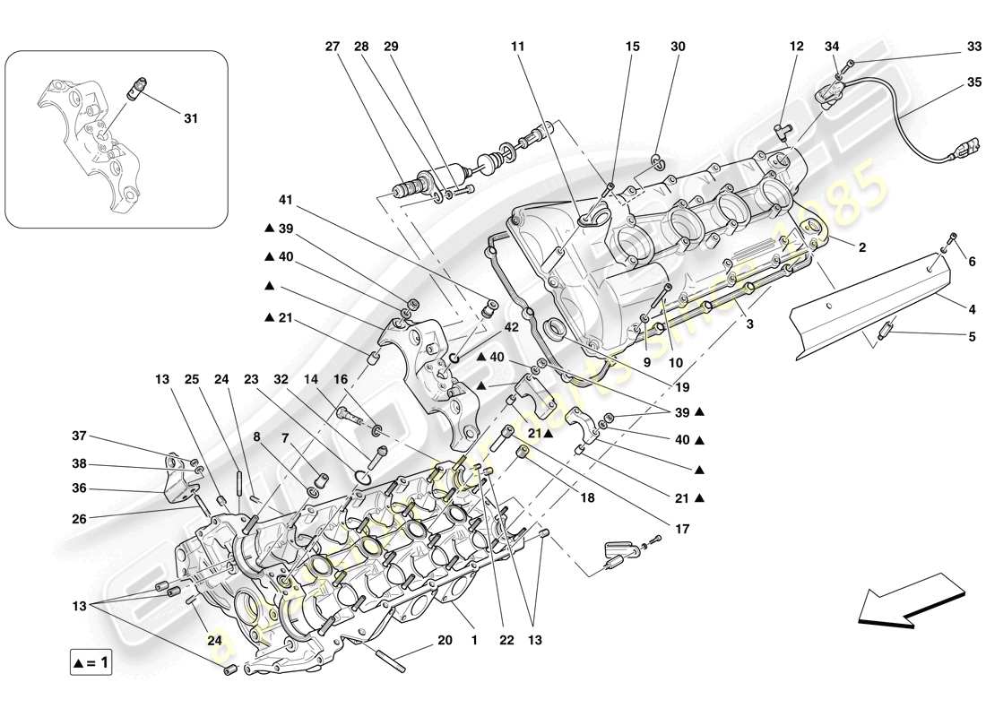 Ferrari F430 Spider (Europe) left hand cylinder head Part Diagram