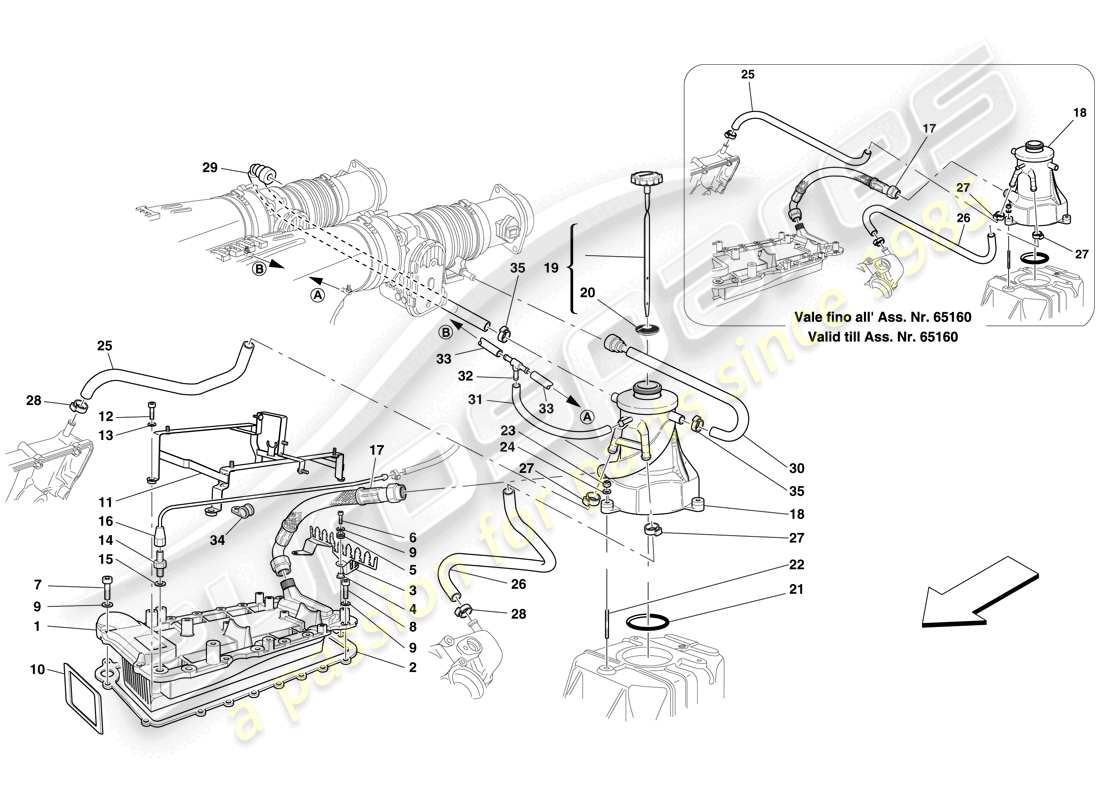 Ferrari F430 Spider (Europe) LUBRICATION SYSTEM - TANK - HEAT EXCHANGER Part Diagram