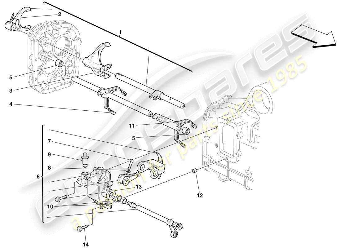 Ferrari F430 Spider (Europe) internal gearbox controls Part Diagram